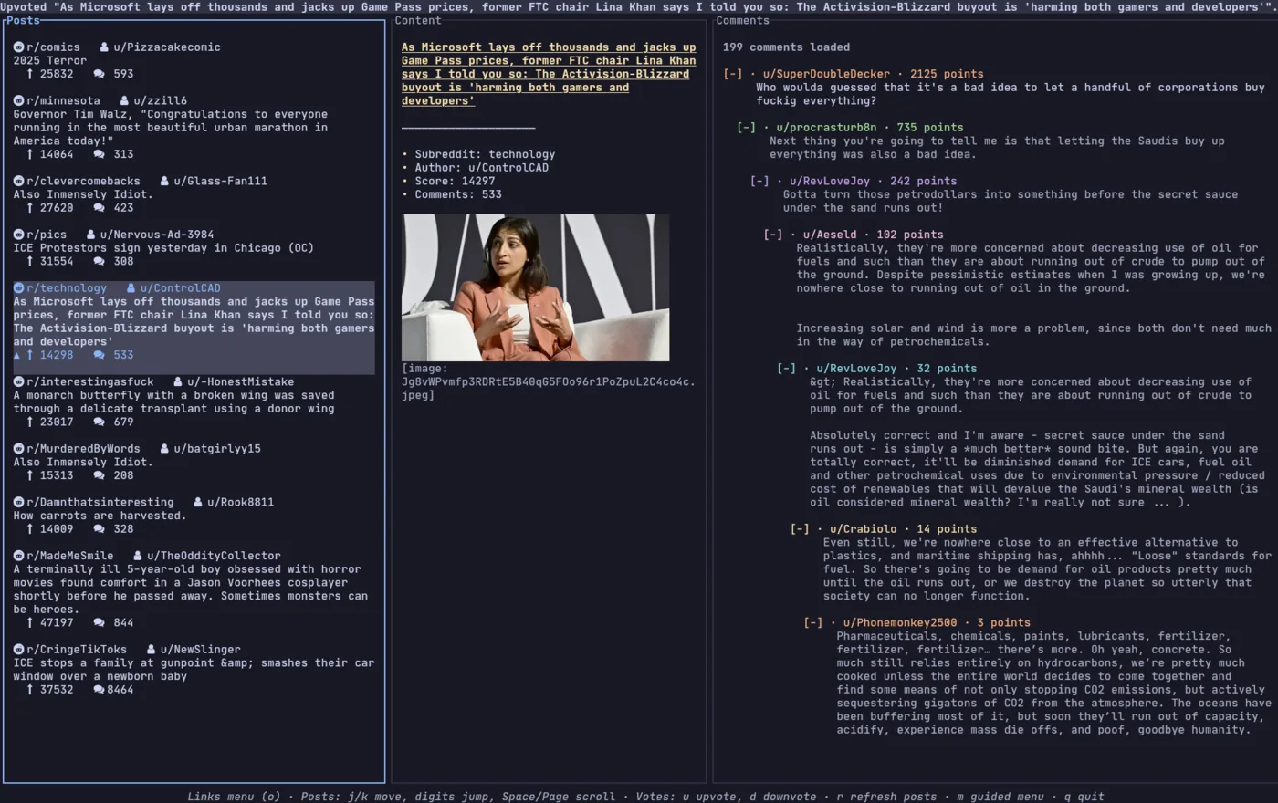 Reddix preview rendering palettes inside the Kitty terminal